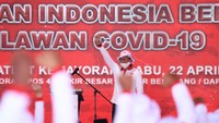 Penggelaran deklarasi terpusat di kawasan Wisma Atlet, Kemayoran, Jakarta Pusat, dengan Protokol Covid Rabu (22/4/2020) dan deklarasi tersebut diinisiasi oleh Kepala Badan Intelejen Negara (BIN) Jenderal (Purn) Budi Gunawan. Foto: dok. Relawan COVID-19