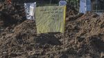 Nisan Kardus di Makam Korban COVID-19