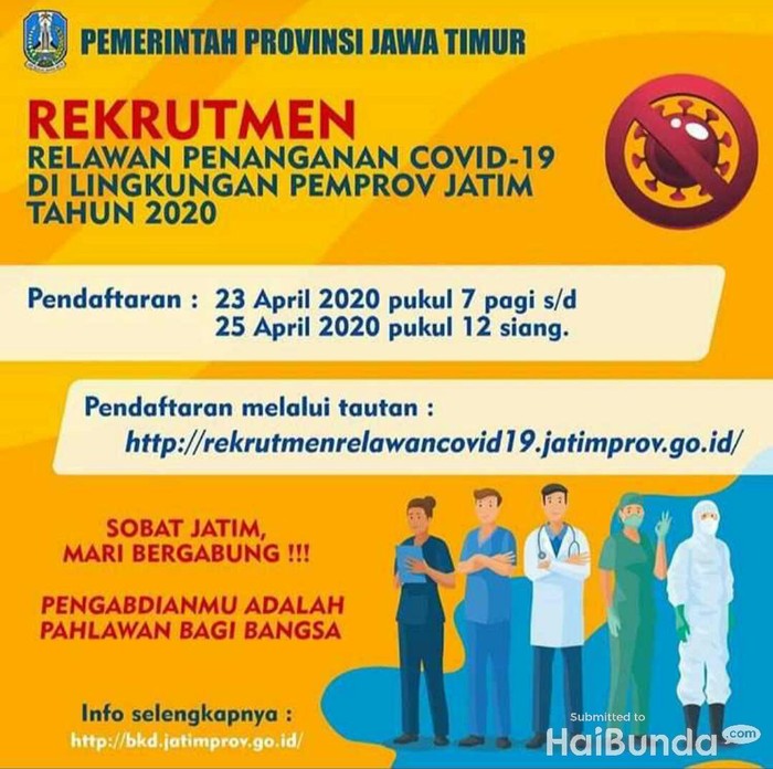 Pemprov Jawa Timur Buka Lowongan 313 Tenaga Kesehatan