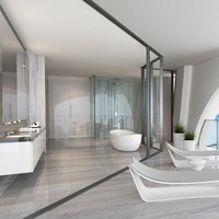 Penghuni akan dimanjakan dengan panorama pantai Miami yang tersohor itu. Bahkan dari kamar mandi sekalipun. (Foto: Instagram)