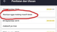 Seperti yang satu ini, pelanggan komplain soal nasi yang masih keras. Padahal urusan makanan harusnya komplain ke restoran, bukan ke driver ojol. Foto: istimewa