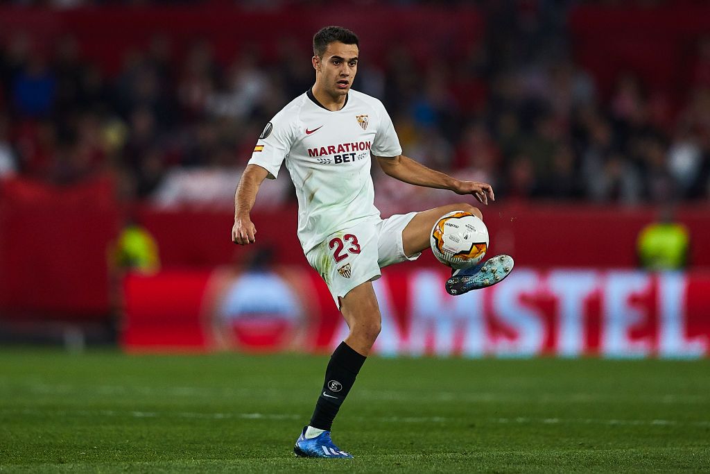 SEVILLE, SPAIN - FEBRUARY 27: Sergio Reguilon of Sevilla FC in action during the UEFA Europa League round of 32 second leg match between Sevilla FC and CFR Cluj at Estadio Ramon Sanchez Pizjuan on February 27, 2020 in Seville, Spain. (Photo by Fran Santiago/Getty Images)