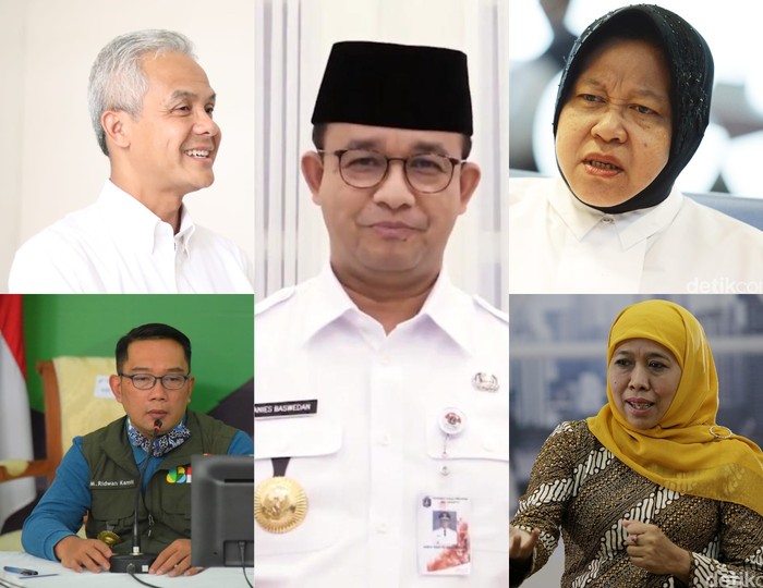 Para kepala daerah yang dinilai tepat tangani Corona, versi survei Median. (Repro detikcom)
