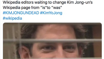 Editor Wikipedia seperti menunggu-nunggu kabar kepastian kondisi Kim Jong Un, benar meninggal atau tidak. Karena nanti mereka harus mengupdate informasinya (Twitter)