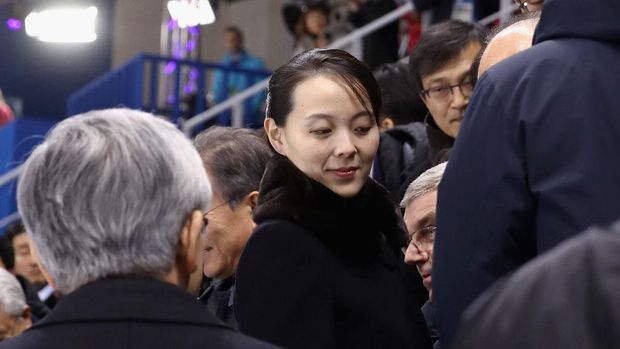 Kim Yo-jong, menghadiri Women's Ice Hockey Preliminary Round - Group B di Gangneung, Korea Selatan.