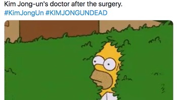 Kalau sampai Kim Jong Un benar meninggal dunia, dokternya pasti jadi pihak yang dianggap bertanggung jawab. Rasanya ingin menghilang seperti Homer Simpson (Twitter)