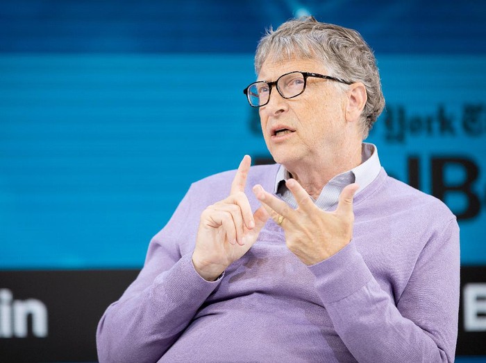 NEW YORK, NEW YORK - NOVEMBER 06: Bill Gates, Co-Chair, Bill & Melinda Gates Foundation speaks onstage at 2019 New York Times Dealbook on November 06, 2019 in New York City.   Mike Cohen/Getty Images for The New York Times/AFP