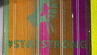 Pesan dengan tagar (#StayStrong) tersebut mejeng di kebun tulip di Bent, Belanda.