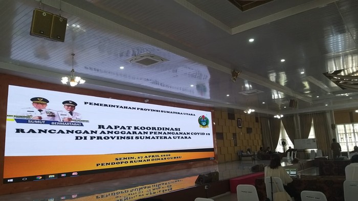 Rapat koordinasi terkait anggaran penanganan Corona di Sumut (dok. Istimewa)