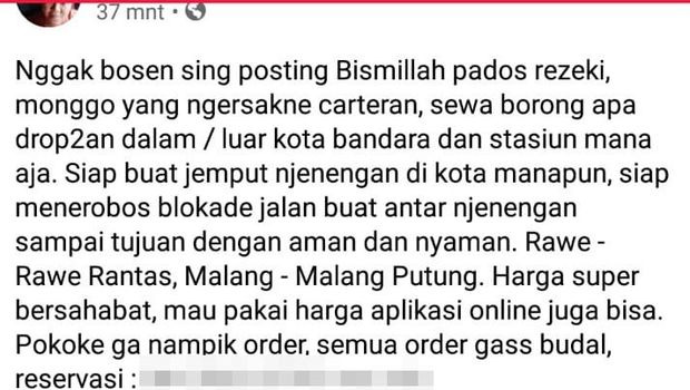 Marak Penawaran Jasa Antar Pemudik di Media Sosial