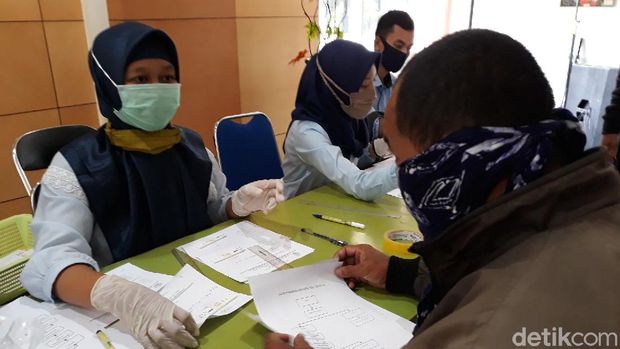 Rapid test massal di kantor Dinas Kesehatan Bantul, Selasa (28/4/2020).