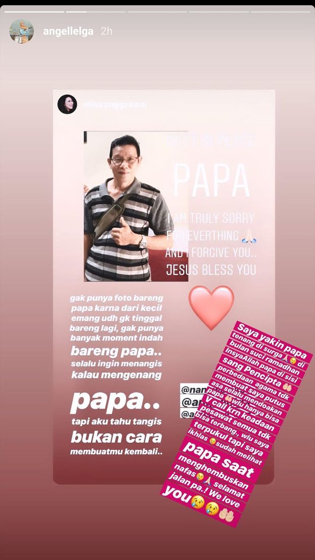 ayah Angel Lelga meninggal