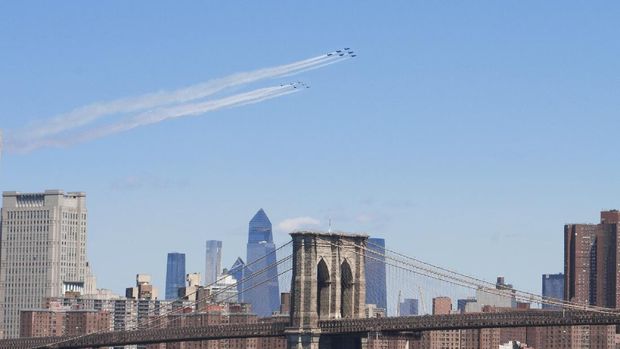 The Navy's Blue Angels and the Air Force's Thunderbirds conduct 