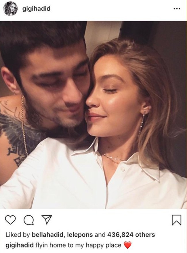Oktober 2018, Gigi dan Zayn kembali bersama. Hal tersebut dikonfirmasi lewat unggahan di Instagram Gigi dengan keterangan foto, flyin home to my happy place. Foto: dok. Instagram