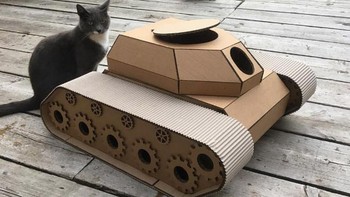 Wah kucingnya ada dua, kira-kira siapa nih pemilk tank kardus ini? (Foto: sadanduseless)