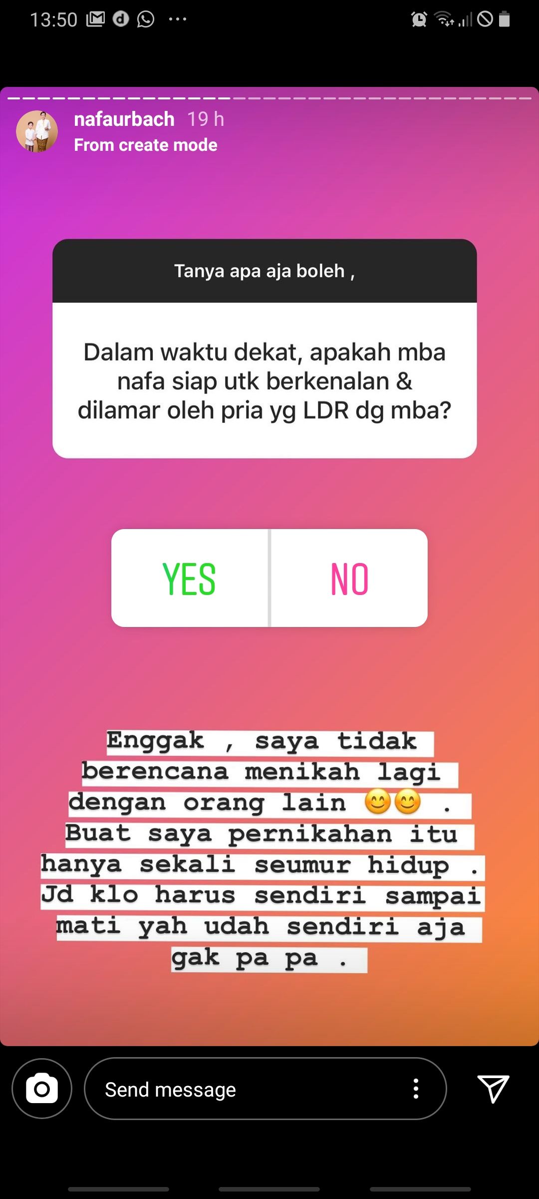 Nafa Urbach ditanya soal menikah lagi