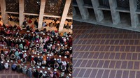 Biasanya Masjid Istiqlal selalu ramai oleh umat muslim yang akan buka puasa bersama. Namun tahun ini masjid tersebut sepi karena ditiadakannya buka puasa bersama untuk mencegah penularan virus Corona.