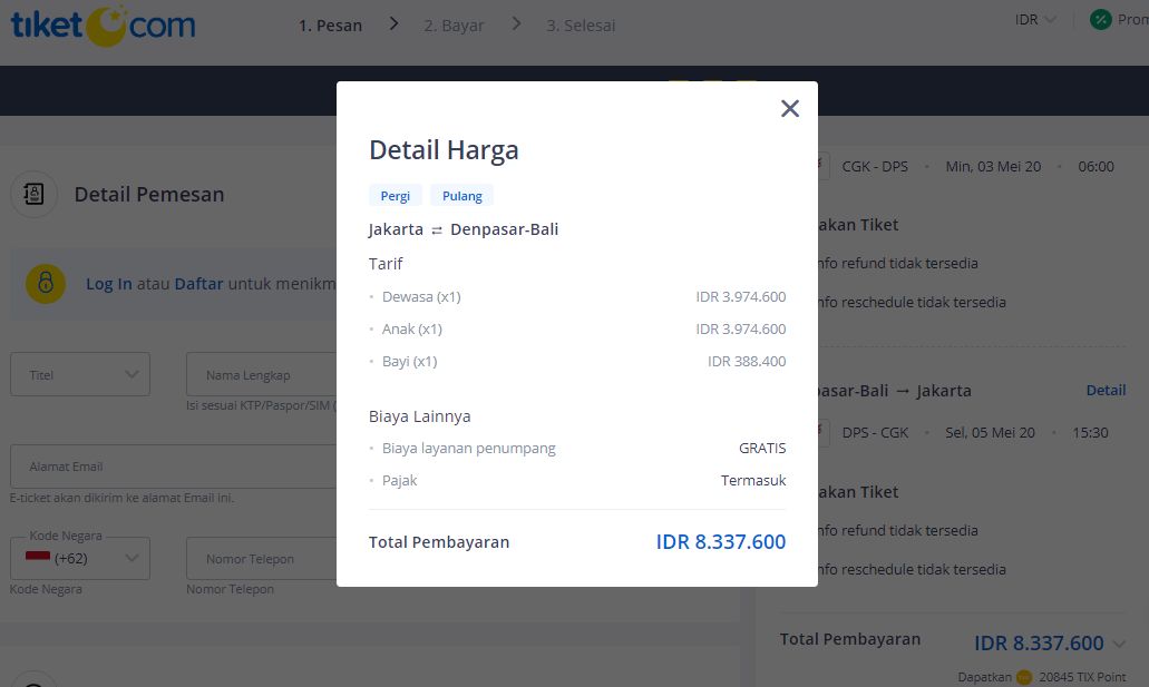 Tiket Penerbangan untuk Bayi