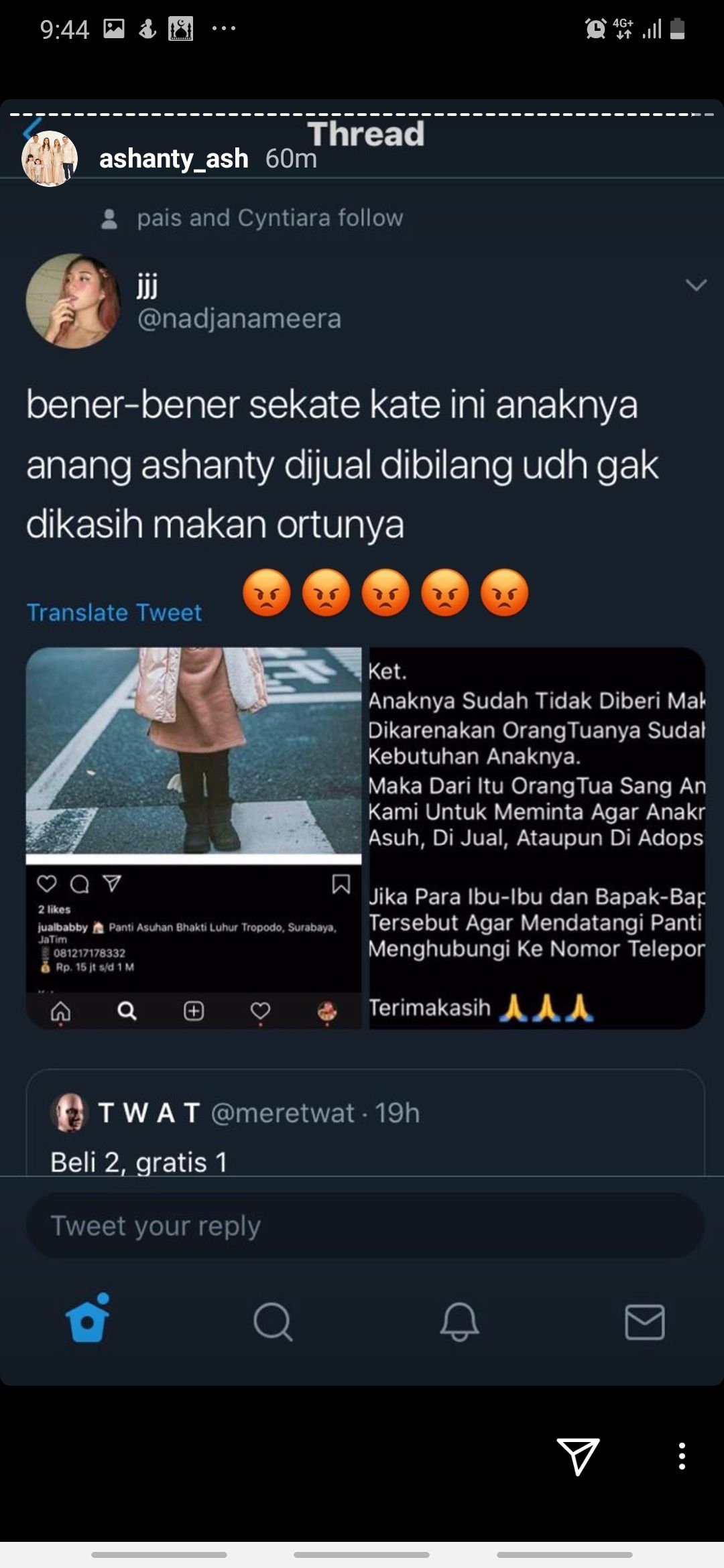 Foto anak Ashanty dicatut akun jual beli bayi (Screenshot IG Ashanty)