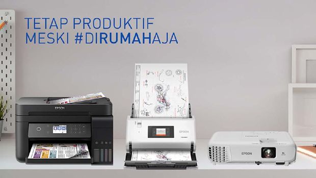 Epson EcoTank printer, Proyektor LCD, dan scanner.