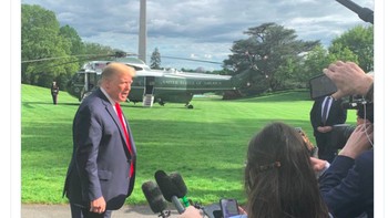 Ada juga netizen yang memajang berita soal Donald Trump tak mau berkomentar tentang kemunculan kembali Kim Jong Un. Foto: Twitter