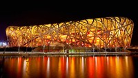 Stadion sarang burung, di Beijing Tiongkok (20/3/2010). Stadion tersebut dirancang oleh arsitek dari Swiss, Jacques Herzog dan Pierre de Meuron Lintao Zhang/Getty Images