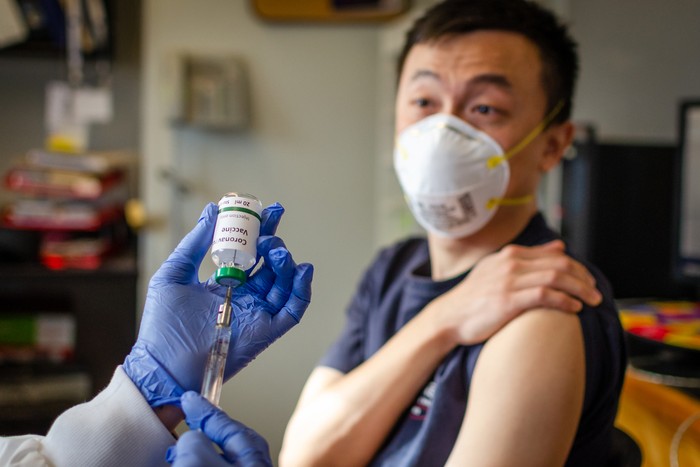 Corona Illustrative picture of Chinese male getting vaccinated against coronavirus