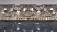 Desain arsitektur masjid yang didominasi dengan warna putih ini diketahui merupakan salah satu peserta dalam kompetisi Dubai Creek Harbor. Istimewa/Dok. NUDES via Archdaily.com.