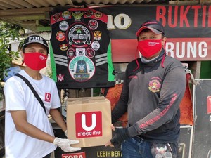 Bagikan 10 Ribu Masker, Telkom Datangi Basecamp Ojol hingga Pasar