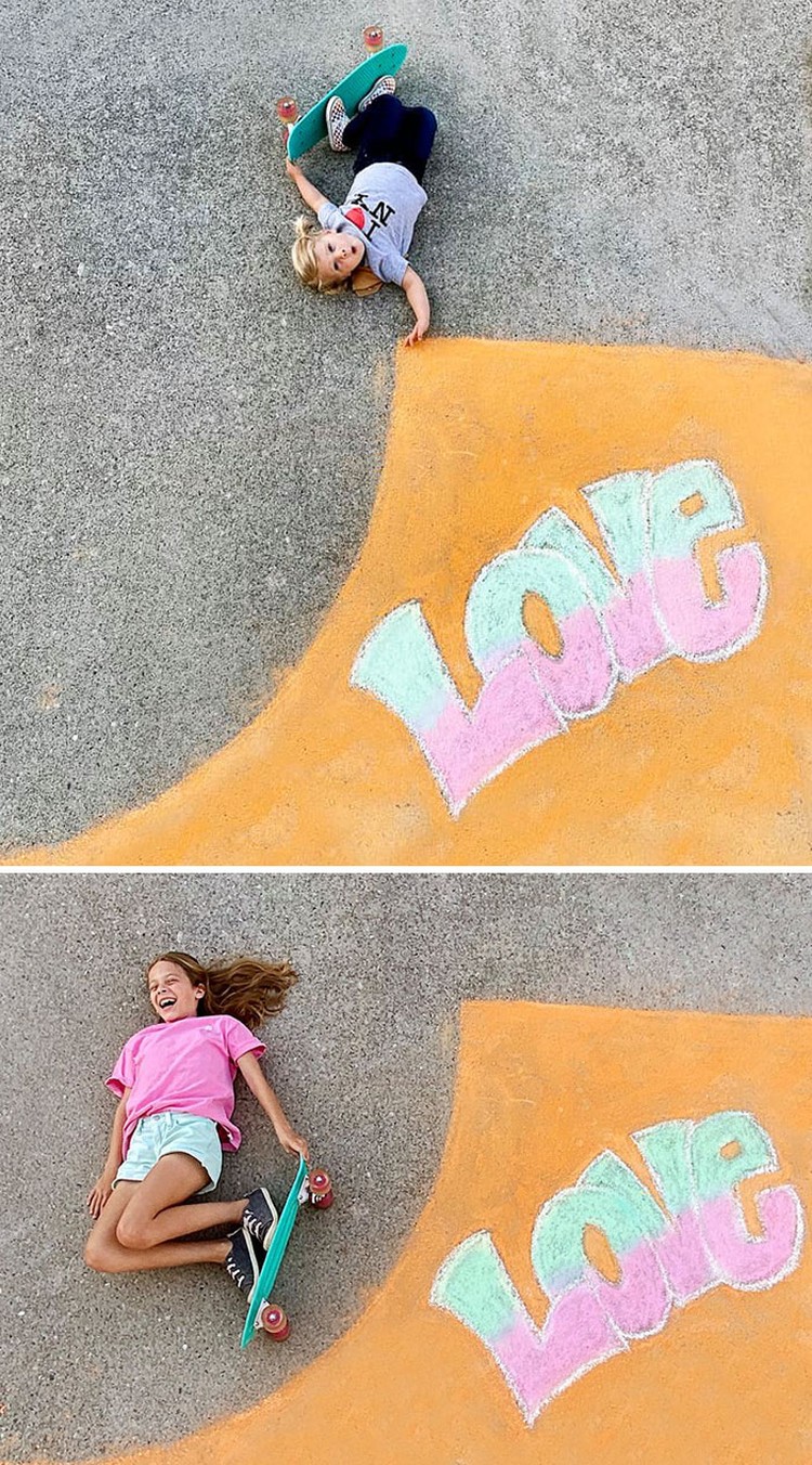 Kreatif Ibu Ini Menggambar  di Jalanan  untuk Anaknya