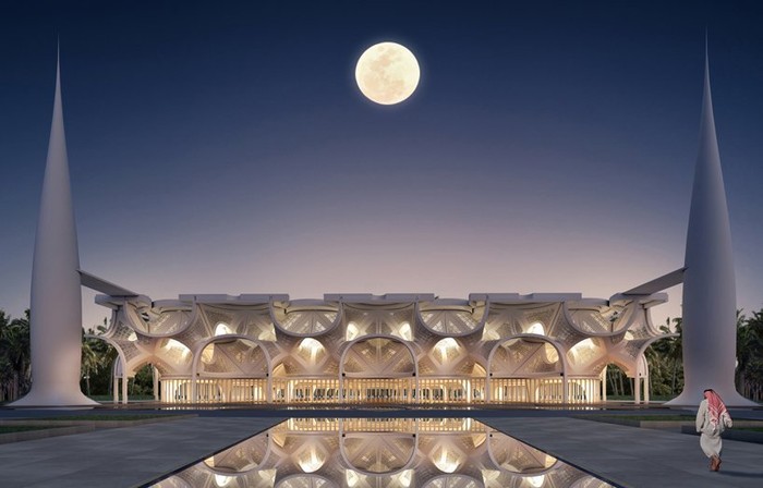 Mosque of Light di Dubai jadi salah satu masjid paling unik di dunia. Permainan cahaya dari arsitektur masjid itu membuat Mosque of Light kian memesona.