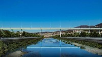Jembatan Morandi yang ambruk di Genoa, Italia dibangun kembali. Inilah penampakan terbarunya, mirip kapal terapung