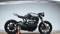 Disebut sebagai Project K, moge buatan Jerman itu diubah lebih minimalis dengan gaya cafe racer.Foto: Drivemag
