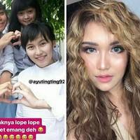Dan ini adalah penyanyi dangdut Ayu Tingting saat SMA. Ayu sungguh imut ya saat remaja. Dan kini saat sudah terkenal, Ayu bertrasnformasi menjadi wanita dewasa ketika wajahnya full makeup. Foto: Instagram