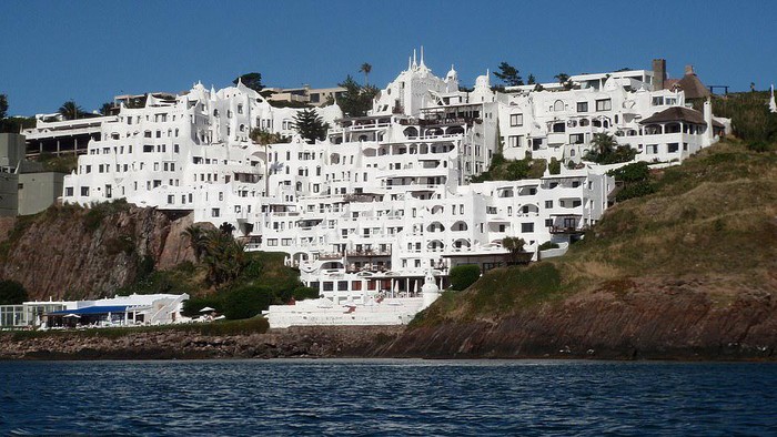 Garden of the famous Casapueblo, the Whitewashed cement and stucco buildings near the town of Punta Del Este, Uruguay, January 28th 2019