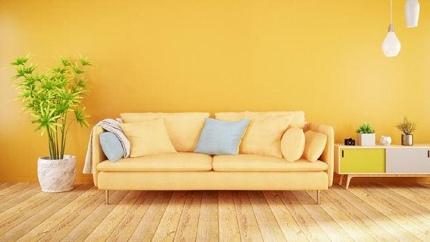 rumah minimalis Modern living room interior with sofa