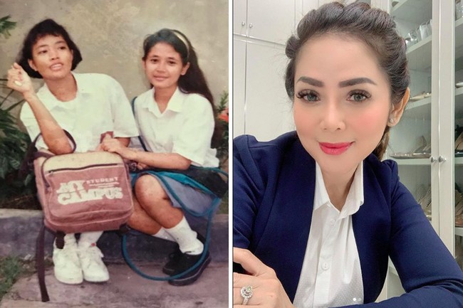 Kalau ini adalah penyanyi dangdut Kristina saat SMA. Masa sekolah seragam putih abu2 SMEA Negeri 10 JAKARTA, begitu Kristina menulis di Instagramnya. Dibandingkan dengan penampilannya sekarang, wajah Kristina saat SMA dengan masa kini sudah bertrasnformasi ya. Foto: Instagram