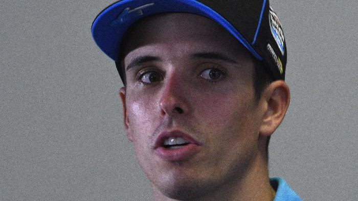 BANGKOK, THAILAND - OCTOBER 05: Alex Marquez of Spain and EG 0,0 Marc VDS looks on during the press conference at the end of the qualifying practice during the MotoGP of Thailand - Qualifying on October 05, 2019 in Bangkok, Thailand. (Photo by Mirco Lazzari gp/Getty Images)