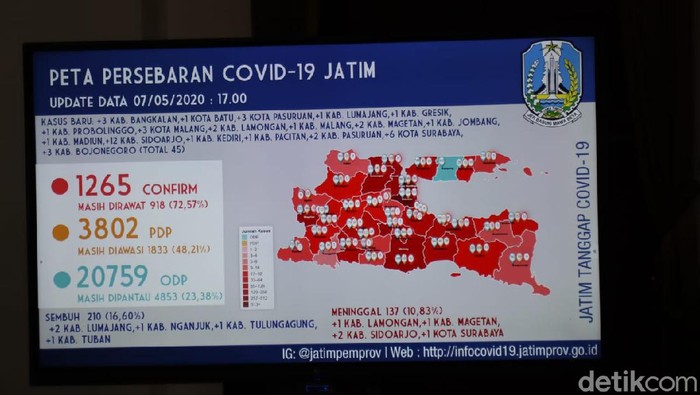 peta sebaran corona di jatim