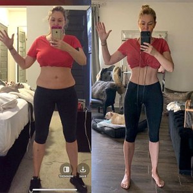 Mantan model Playboy Shana Moakler juga sukses bikin pangling setelah memperlihatkan foto before after penampilannya pada April 2020. Kedua foto tersebut menurutnya diambil dengan jarak setahun. Sebelum diet dan berolahraga, Shana tampak memiliki perut yang berisi, dan setelahnya dia tampil dengan perut rata dan pinggangnya pun terlihat bentuknya. Foto: Dok. Instagram, Dok. Getty Images