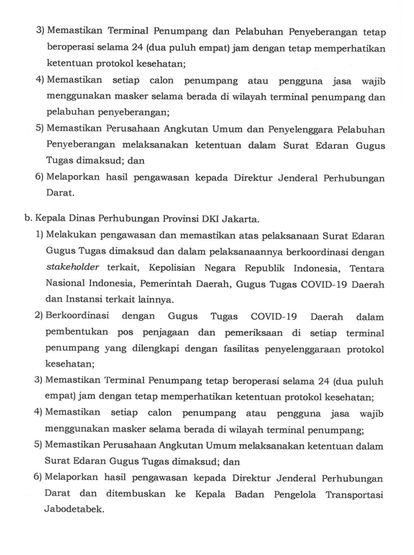 Surat Edaran Dirjen Perhubungan Darat tentang Pengaturan Penyelenggaran Transportasi Darat Selama Masa Dilarang Mudik