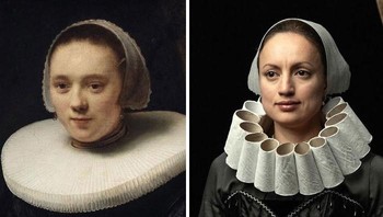 Karyanya dimulai dengan foto yang menampilkan remake dari Girl With a Pearl Earring karya Vermeer. Bored Panda/Maria Rosenblatt