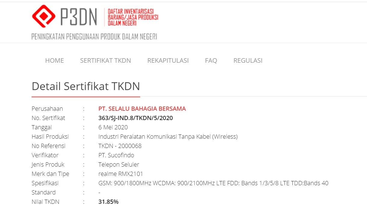 TKDN perangkat baru Realme