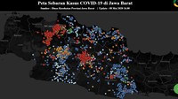Jawa Barat menjadi provinsi lain dengan kasus corona tertinggi di Indonesia. Tiga wilayah ditandai dengan warna merah karena memiliki jumlah kasus COVID-19 tertinggi yaitu Kota Bandung, Bekasi, dan Depok. Sebaran kasus dalam peta yang diunggah https://pikobar.jabarprov.go.id/ menyatakan, beberapa pasien sudah berhasil sembuh yang ditandai titik hijau. Namun dengan jumlah kasus yang terus meningkat, Jawa Barat berada di zona merah dan menerapkan PSBB. Jawa Barat tak lagi ada di zona kuning atau oranye, sehingga semua warga hanya boleh bepergian dalam kondisi mendesak.