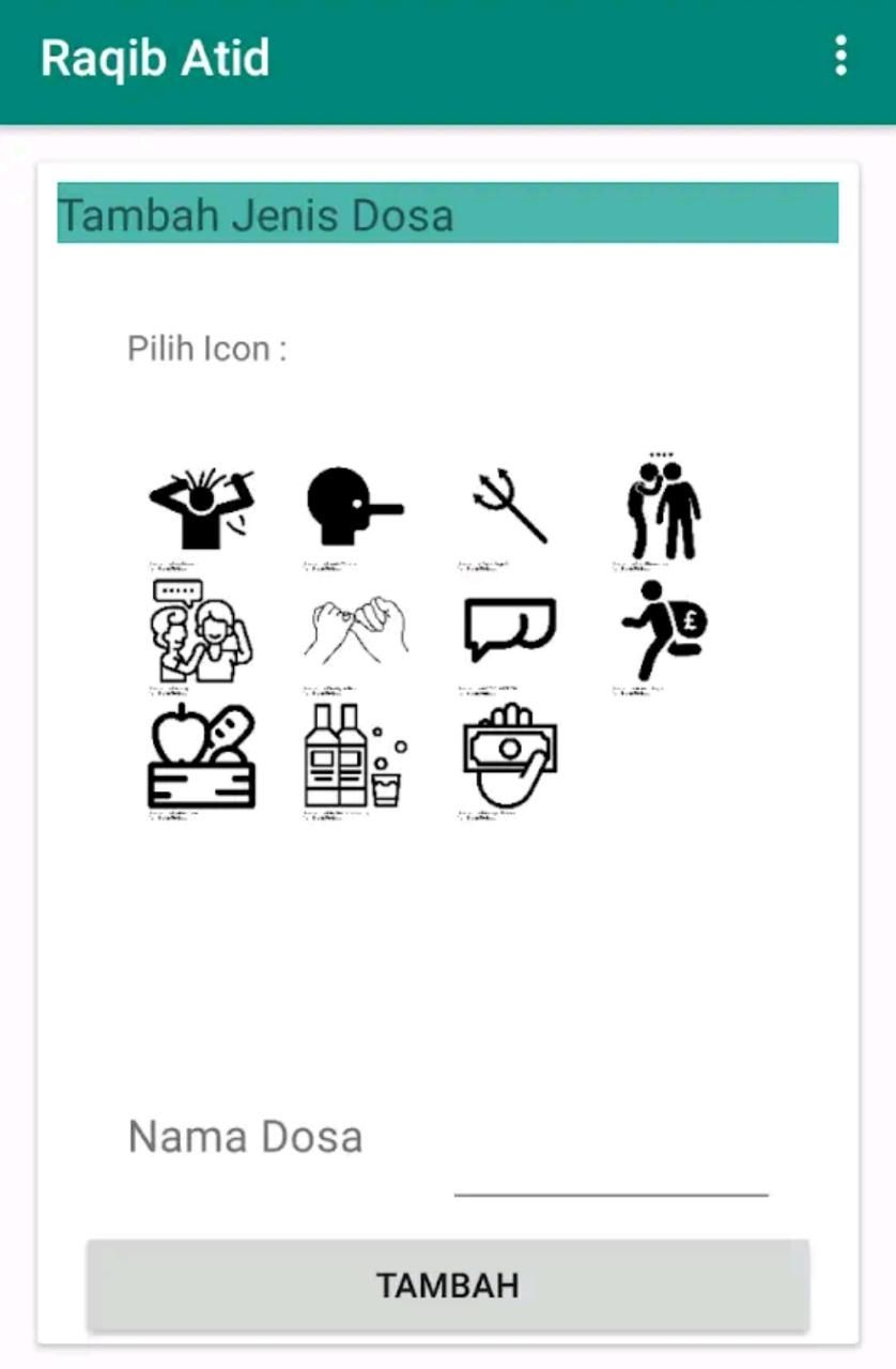Tampilan jika pengguna ingin menambahkan jenis 'dosa'.