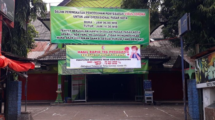 pasar induk kota Bojonegoro ditutup sementara