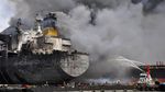 Kapal Tanker Terbakar di Pelabuhan Belawan