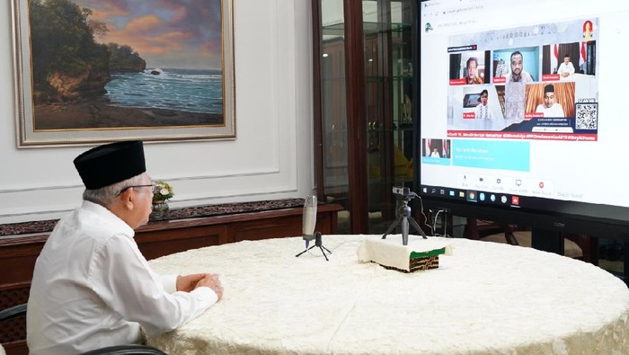 Wapres Maruf Ma’ruf saat mengisi acara Pesantren Ramadhan Online.