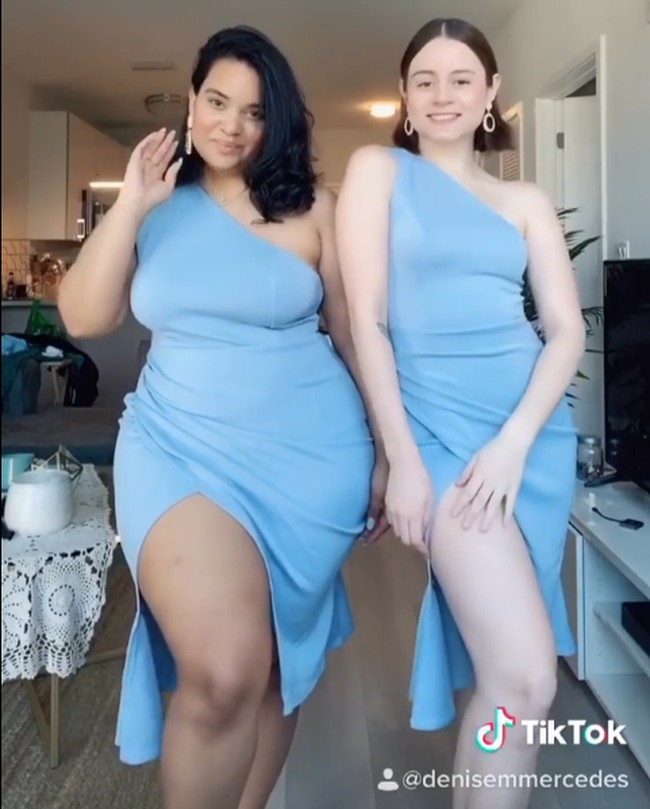 Denise Mercedes dan Maria Castellanos adalah dua sahabat dengan bentuk tubuh yang berbeda. Denise bertubuh kurus dan lebih tinggi sedangkan Maria lebih berisi. Mereka membuktikan jika kedua bentuk tersebut cocok dengan memakai banyak gaya busana.Foto: Instagram @denisemmercedes