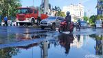 Gedung-gedung Tinggi di Surabaya juga Disemprot Disinfektan